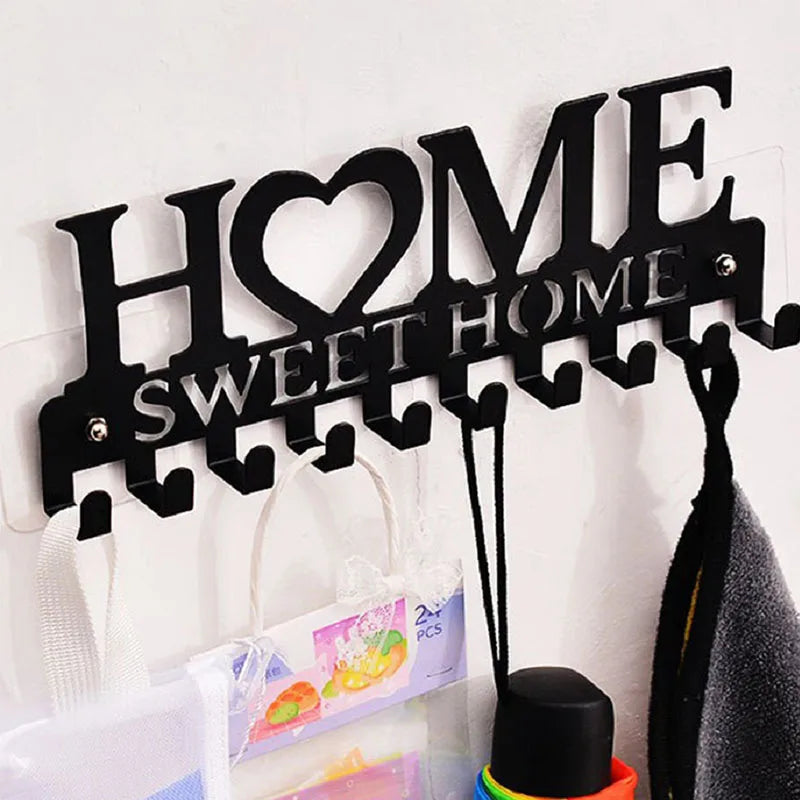 Home Sweet Home Black Metal Key Holder & Wall Organizer