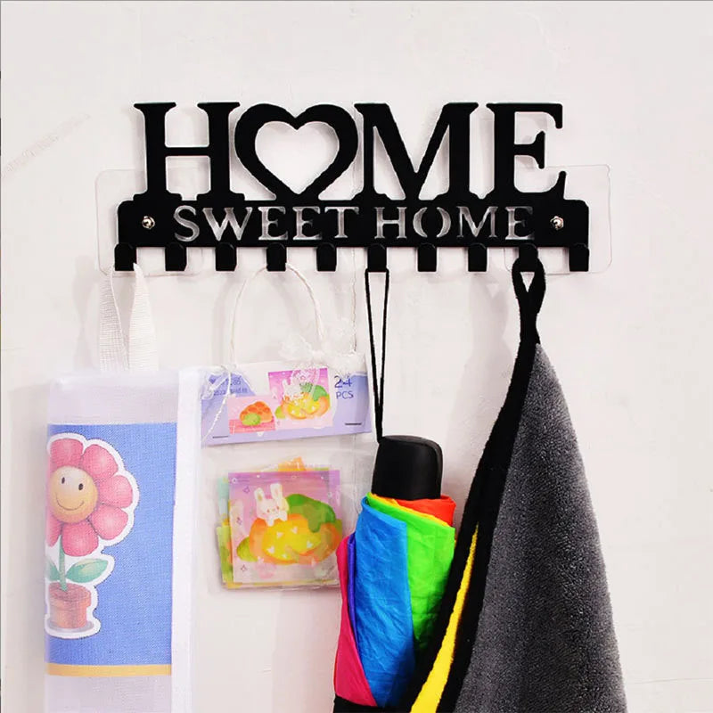 Home Sweet Home Black Metal Key Holder & Wall Organizer