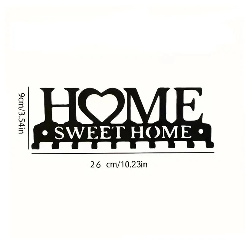Home Sweet Home Black Metal Key Holder & Wall Organizer