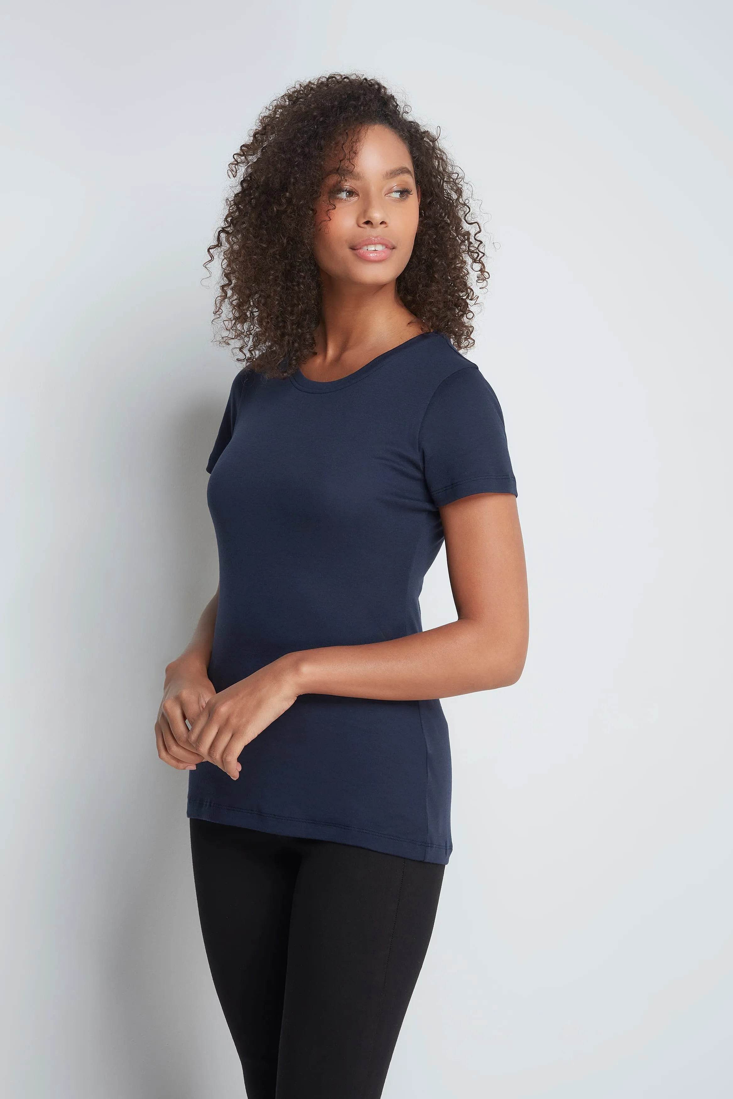 Short Sleeve Crew Neck Cotton Modal Blend T-shirt