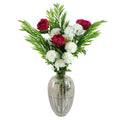 Premium 85cm White Carnation Pink Peony & Fern in Glass Vase - Artificial Flower Arrangement - High-Quality and Stunning Display
